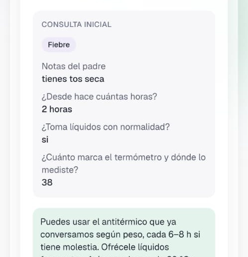 Consulta respondida por el pediatra en la app de Anadia Pediatría